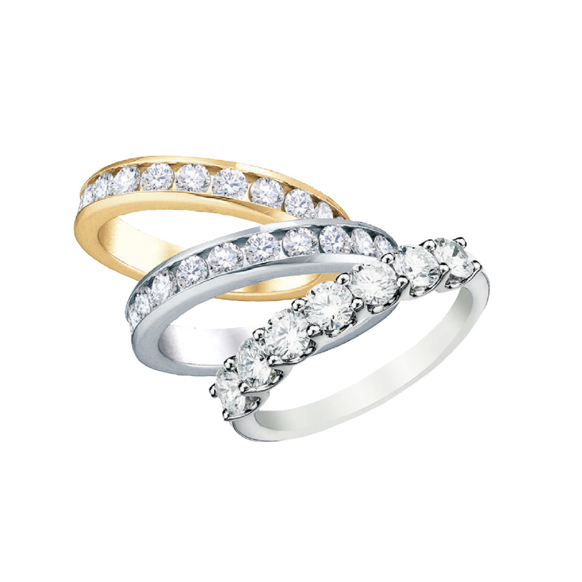 Diamond Band, Round Brilliant cut diamonds 1/5 CTW. 10kt White Gold