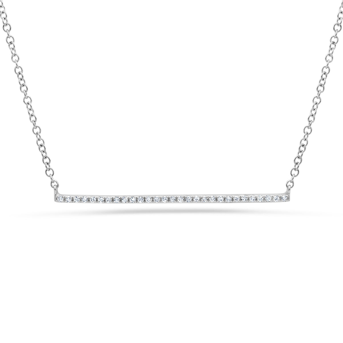 .80 Ctw Diamond & White Gold Bar Necklace