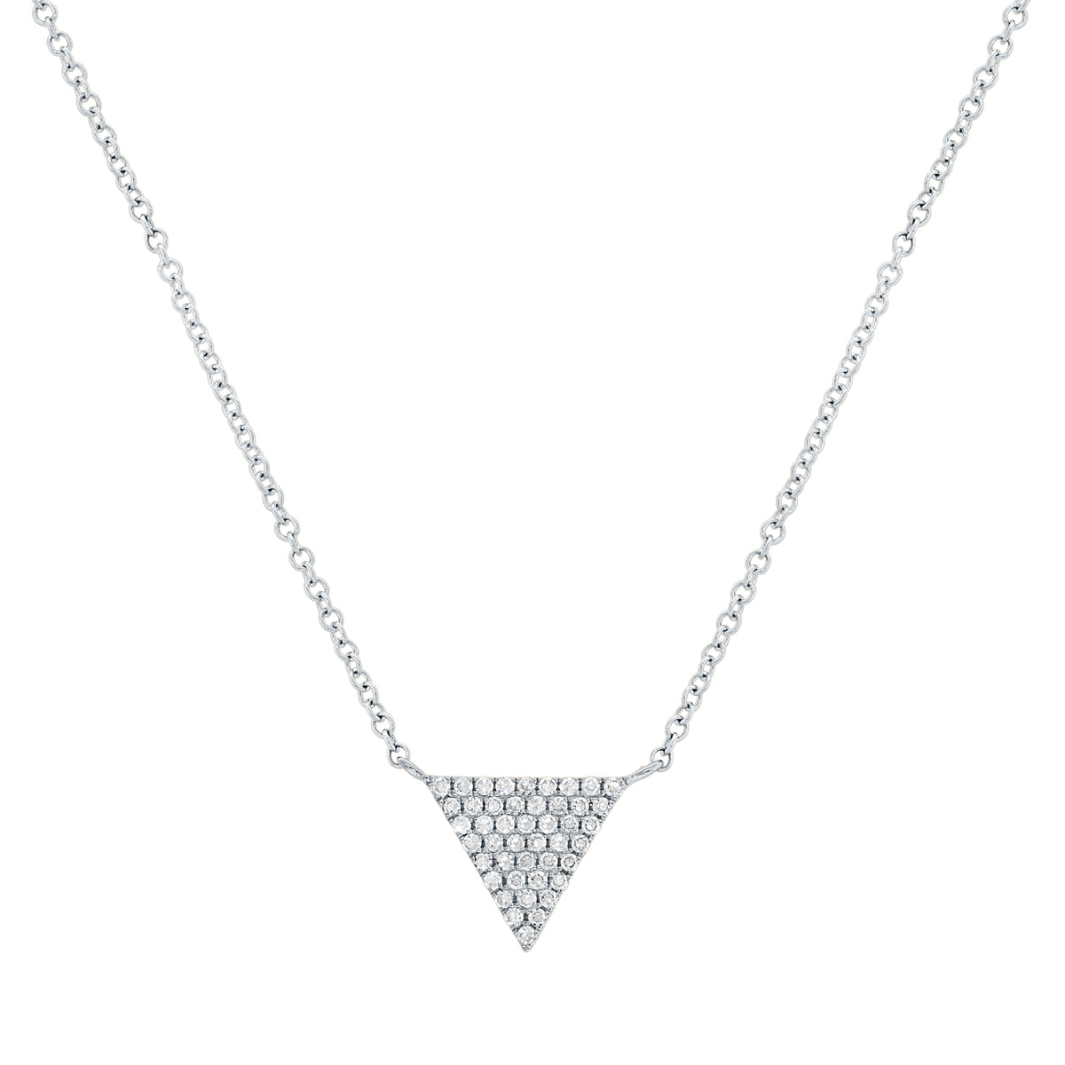 Modern White Gold and Diamonds Triangle Necklace