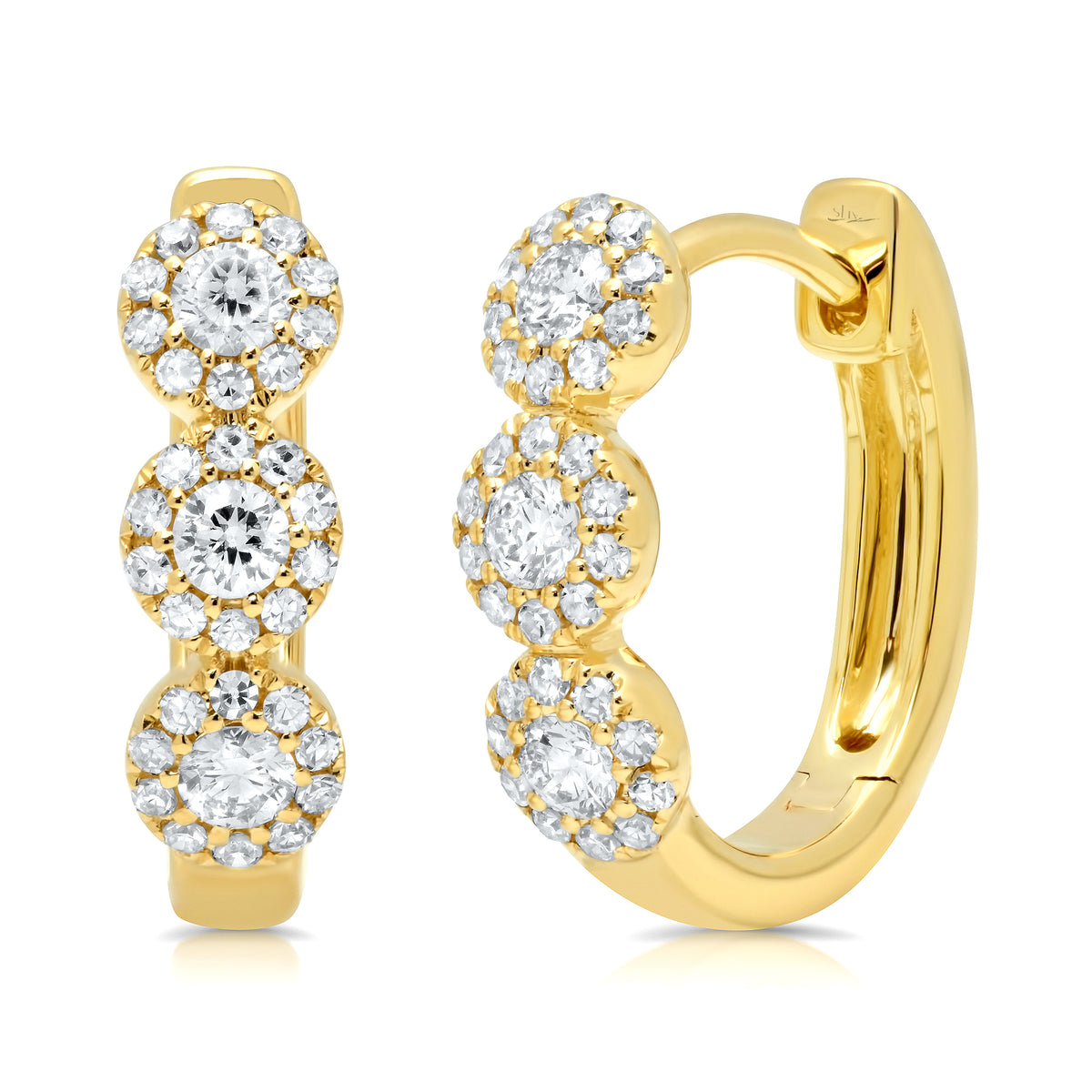 .37 Ctw Diamond & 14 Kt YG Hoop Earrings