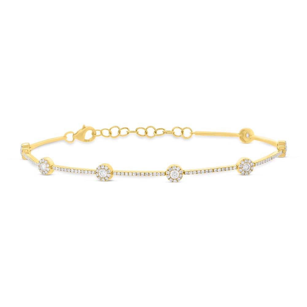 0.88 Ct Diamond &14 Kt Yellow Gold Bracelet