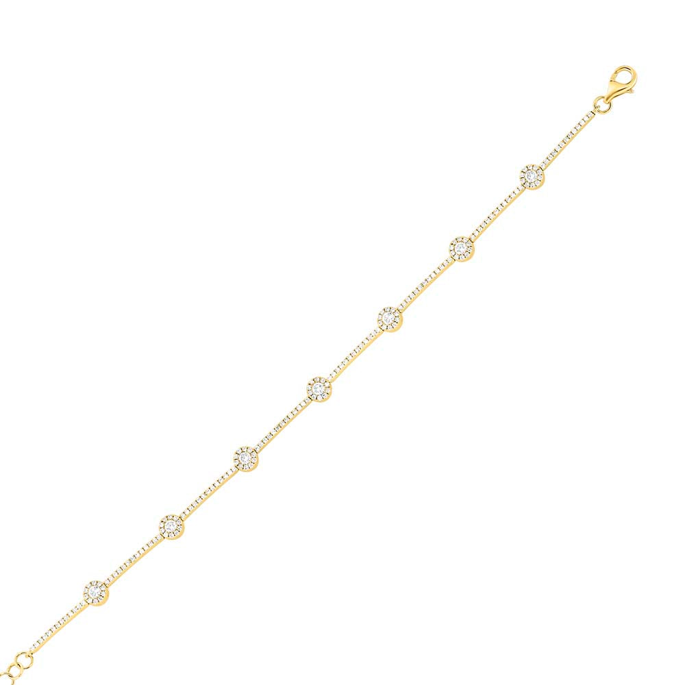 0.88 Ct Diamond &14 Kt Yellow Gold Bracelet