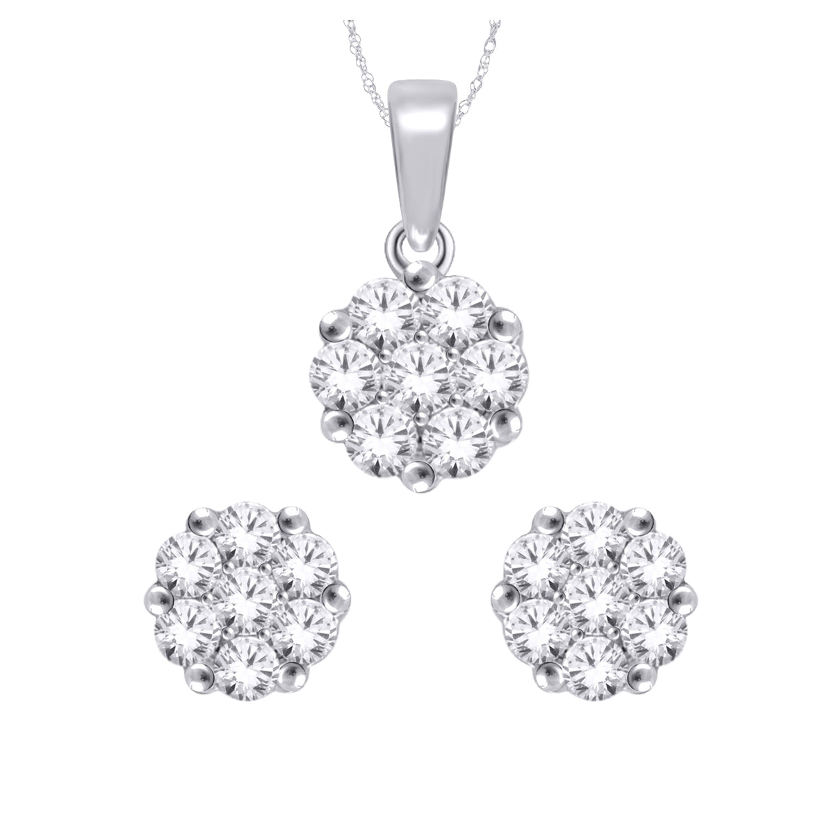 WHITE GOLD & DIAMONDS EARRING & PENDANT SET