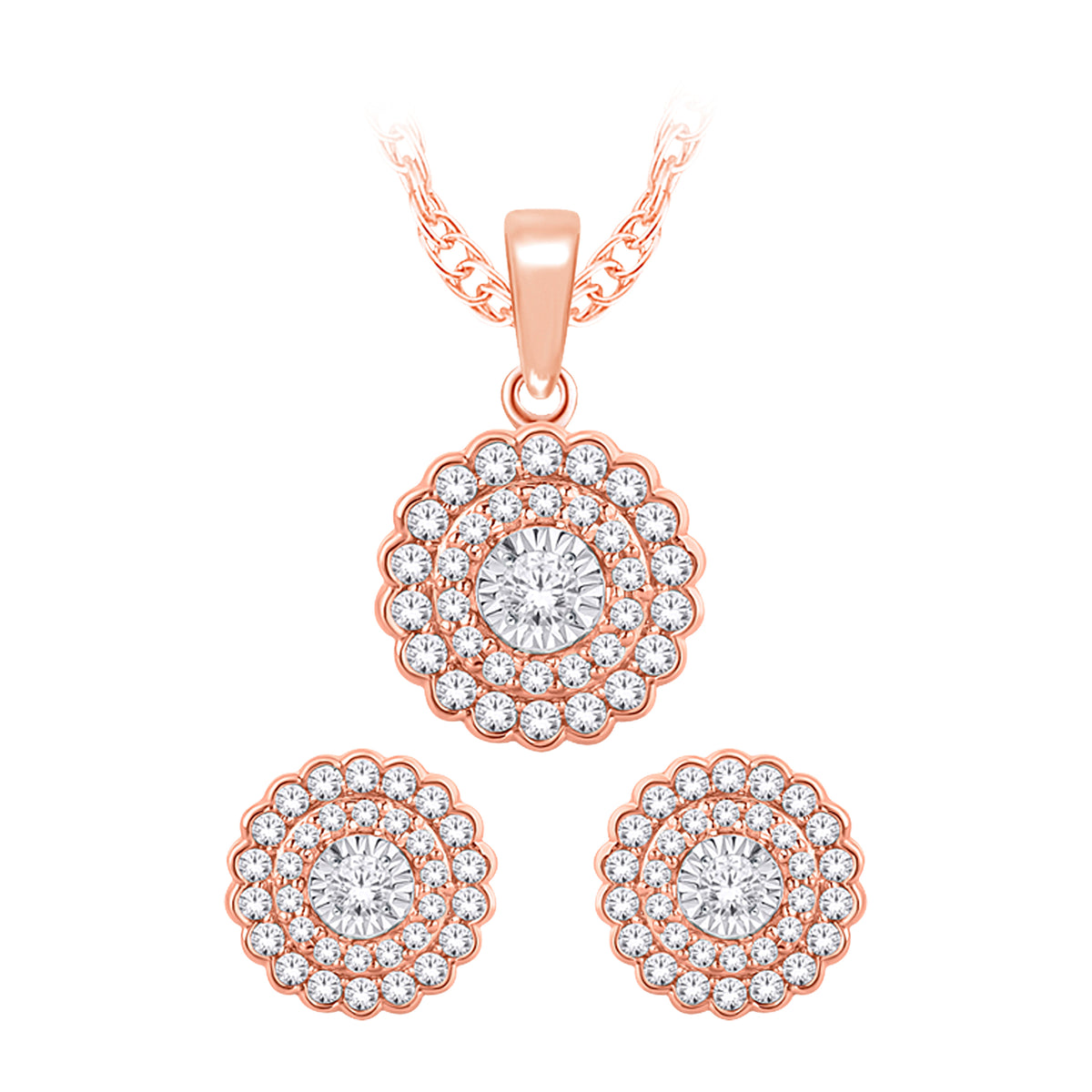 1.00 Ctw Diamond Earring & Pendant Set RG