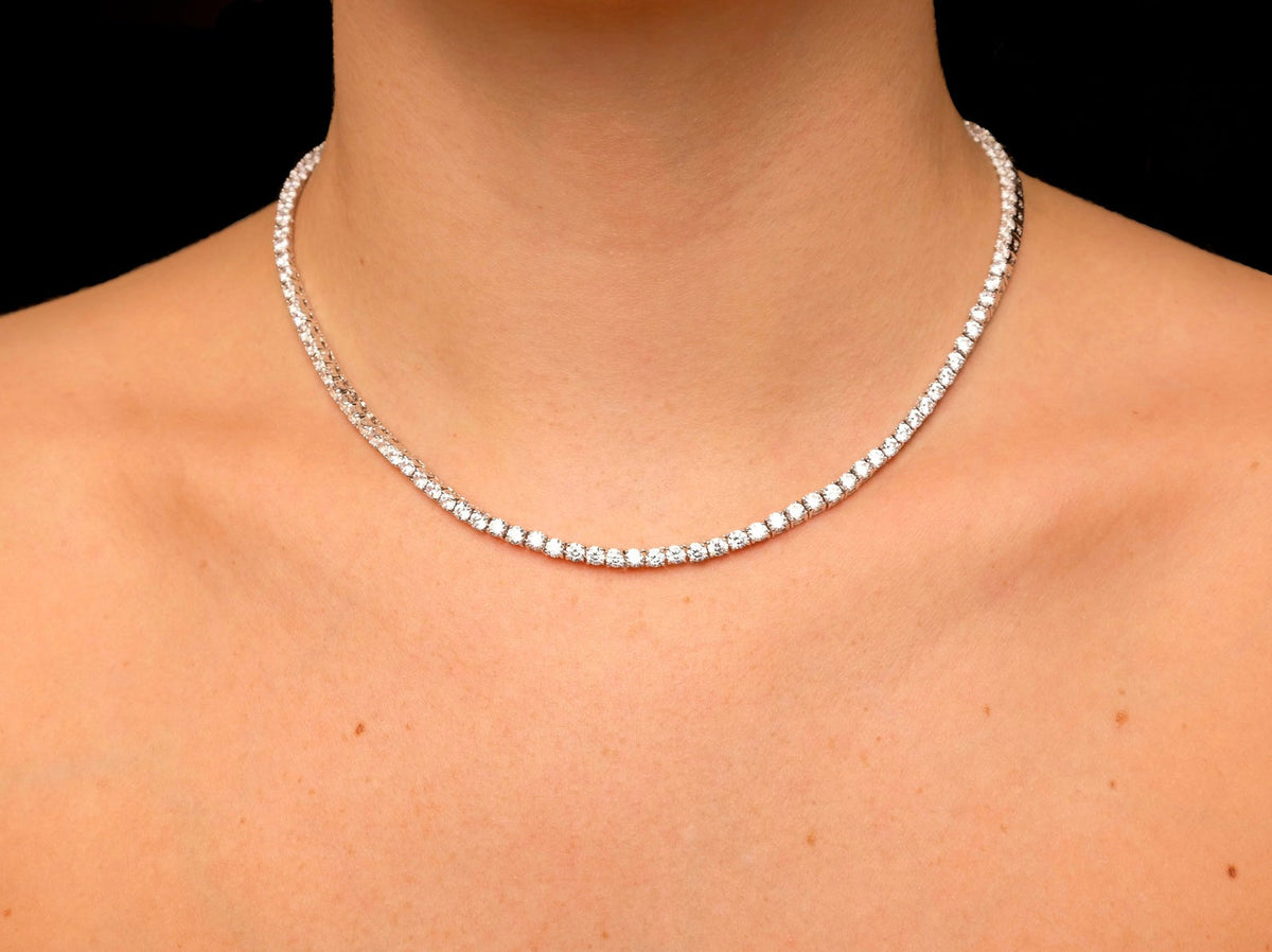 White gold tennis necklace with Swarovski crystals