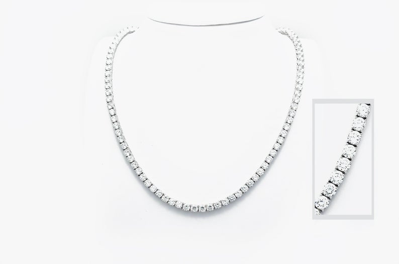 White gold tennis necklace with Swarovski crystals