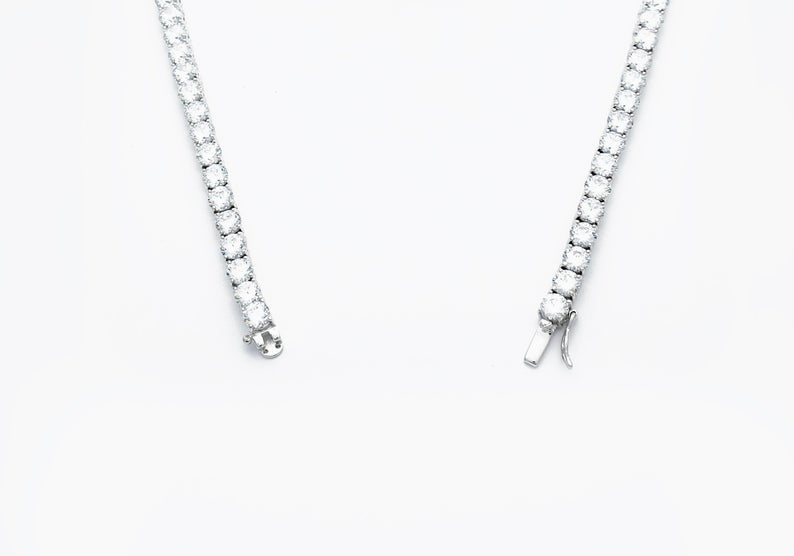 White gold tennis necklace with Swarovski crystals