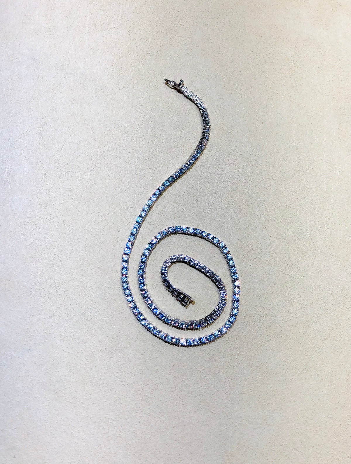 White gold tennis necklace with Swarovski crystals