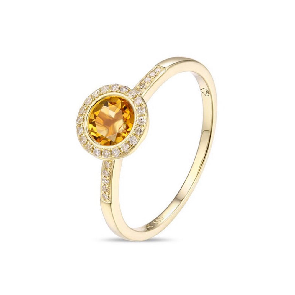14Kt Yellow Gold Citrine and Diamond Ring