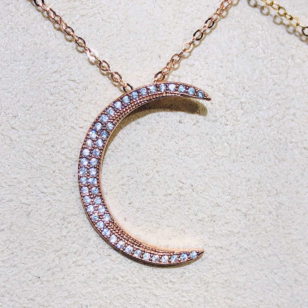 Diamond Cut Swarovski Crystal Moon Necklace