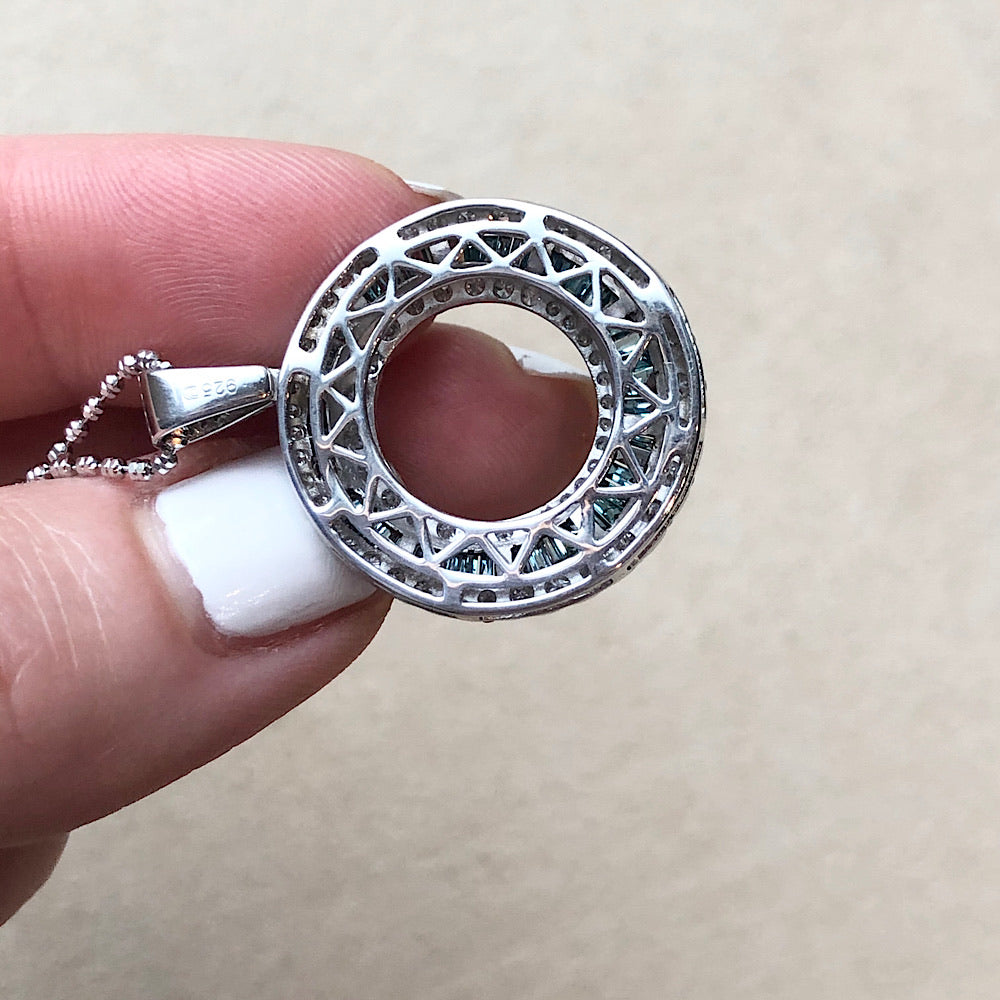 Circle Of Life Blue and White Diamond Pendant