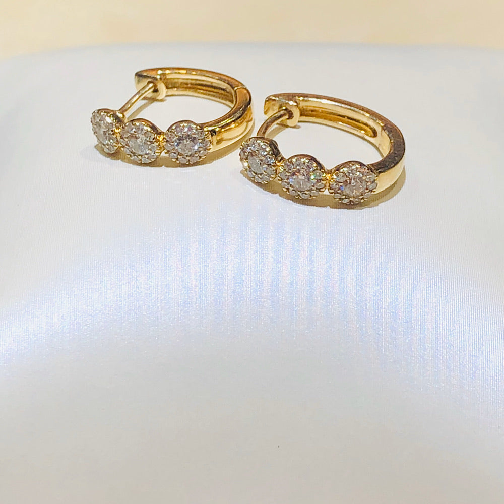 .37 Ctw Diamond & 14 Kt YG Hoop Earrings