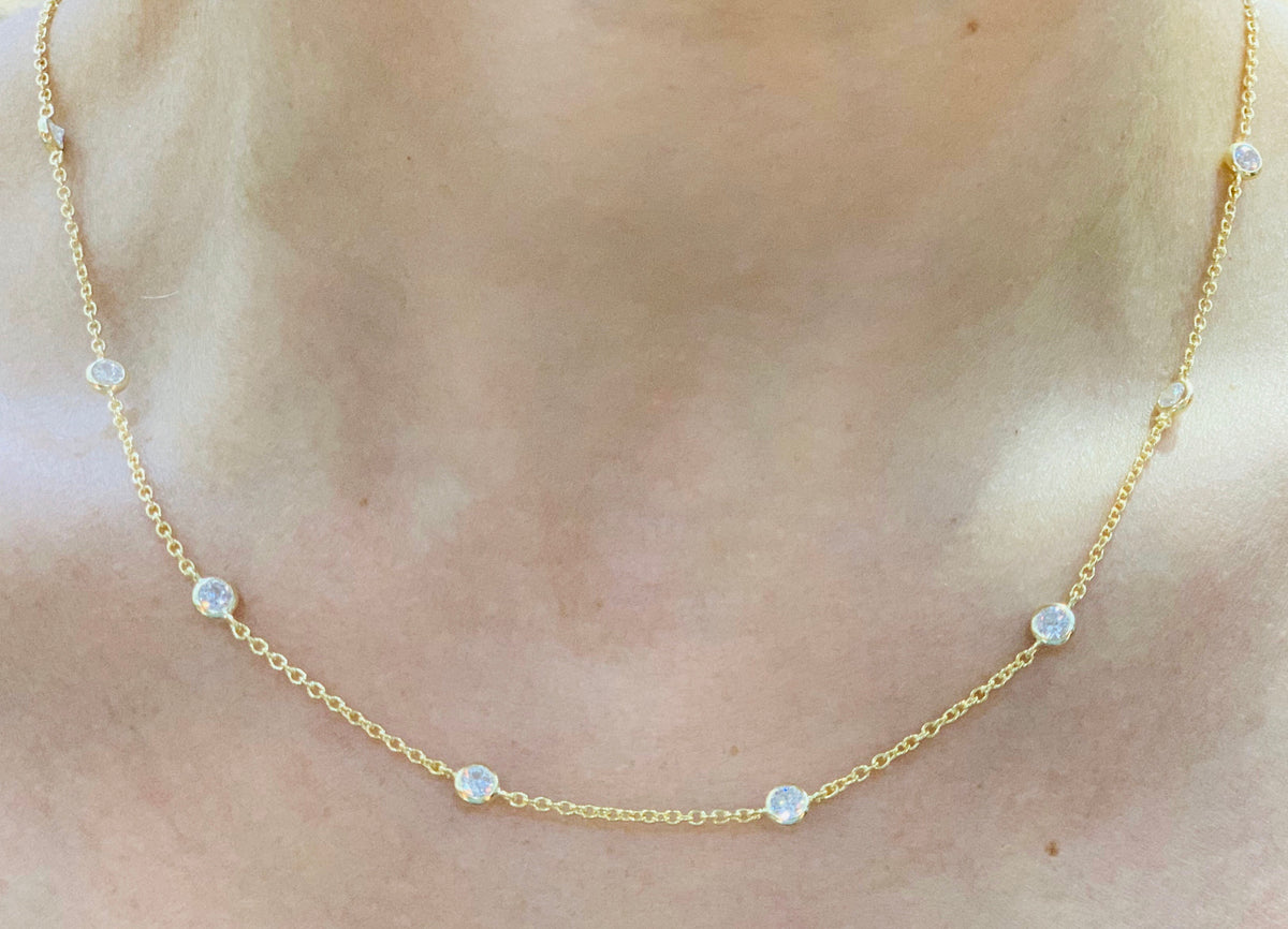 Yellow Gold Vermeil Diamonds by the yard Necklace