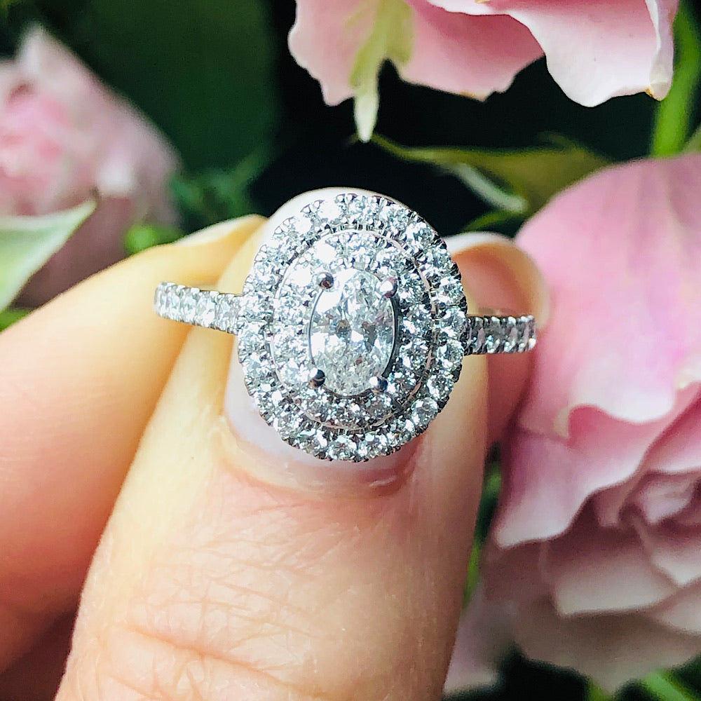 14Kt White Gold Oval Diamond Engagement Ring