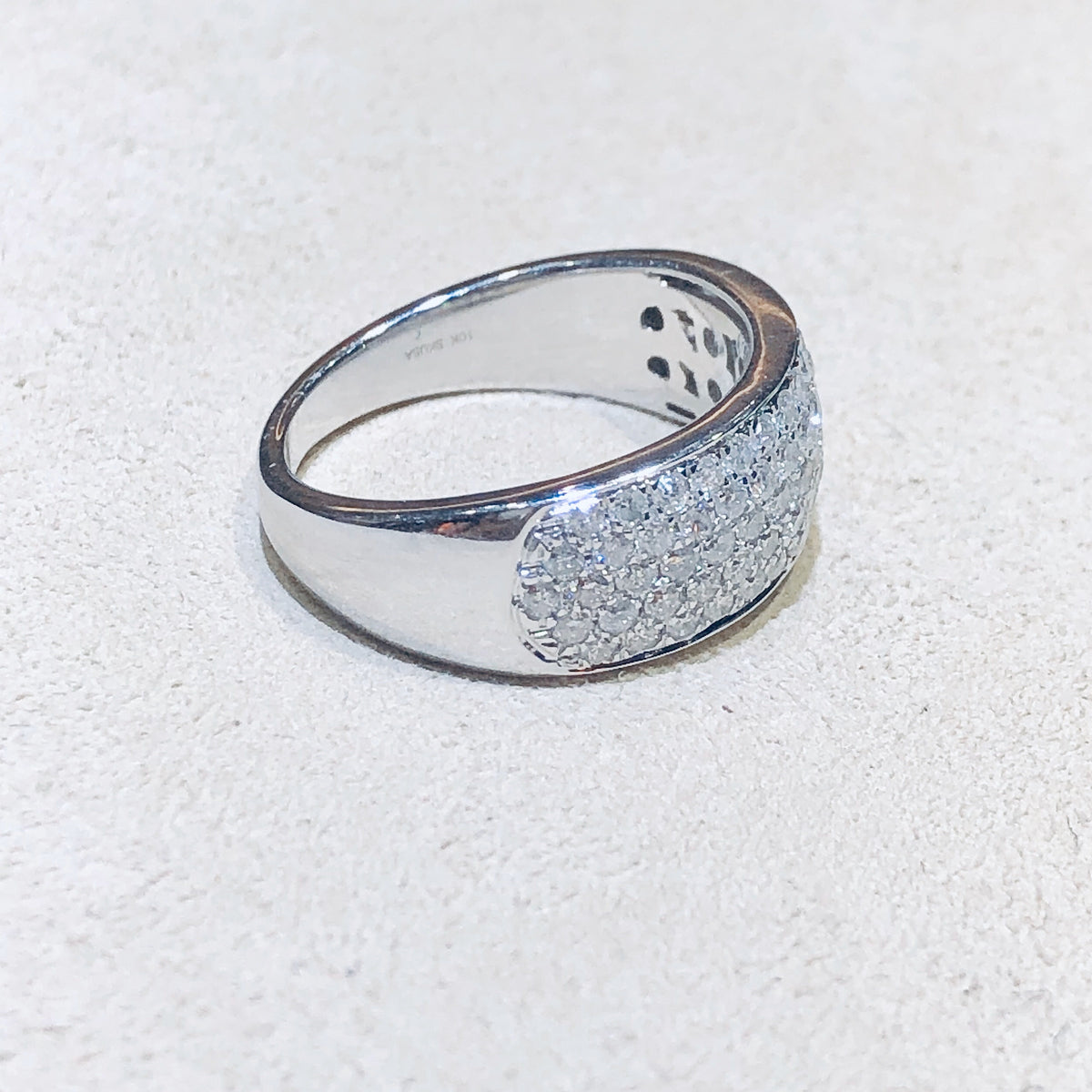 1.00 Ctw White/Yellow Gold & Diamond Five-Row Band