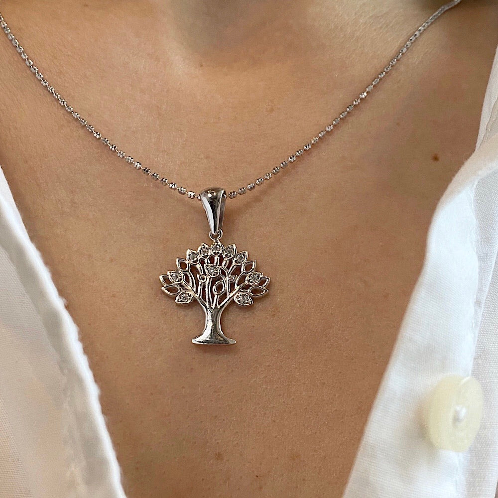 Sterling Silver Tree of Life Pendant with Swarovski Crystals