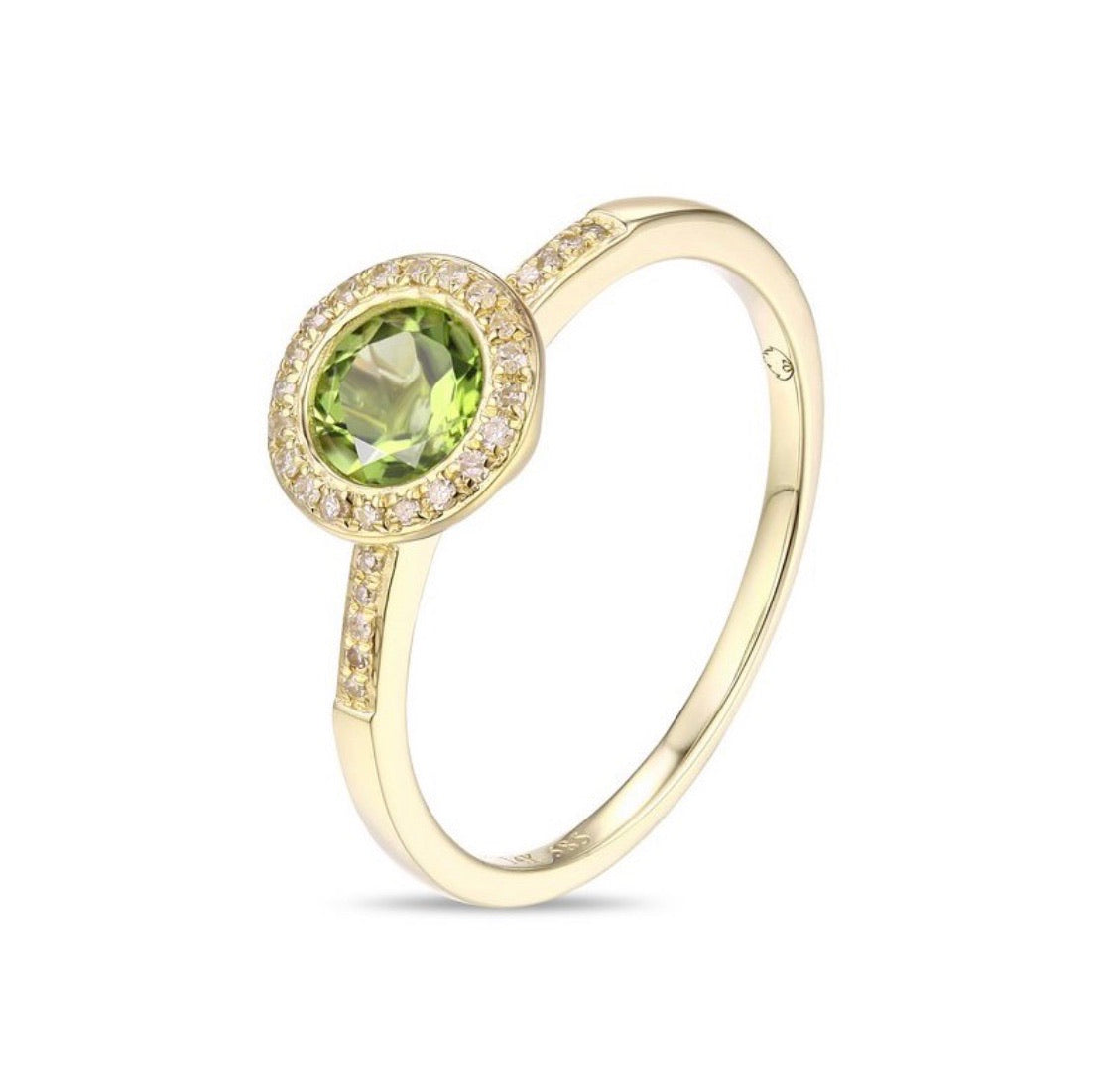 14Kt Yellow Gold Peridot and Diamond Ring