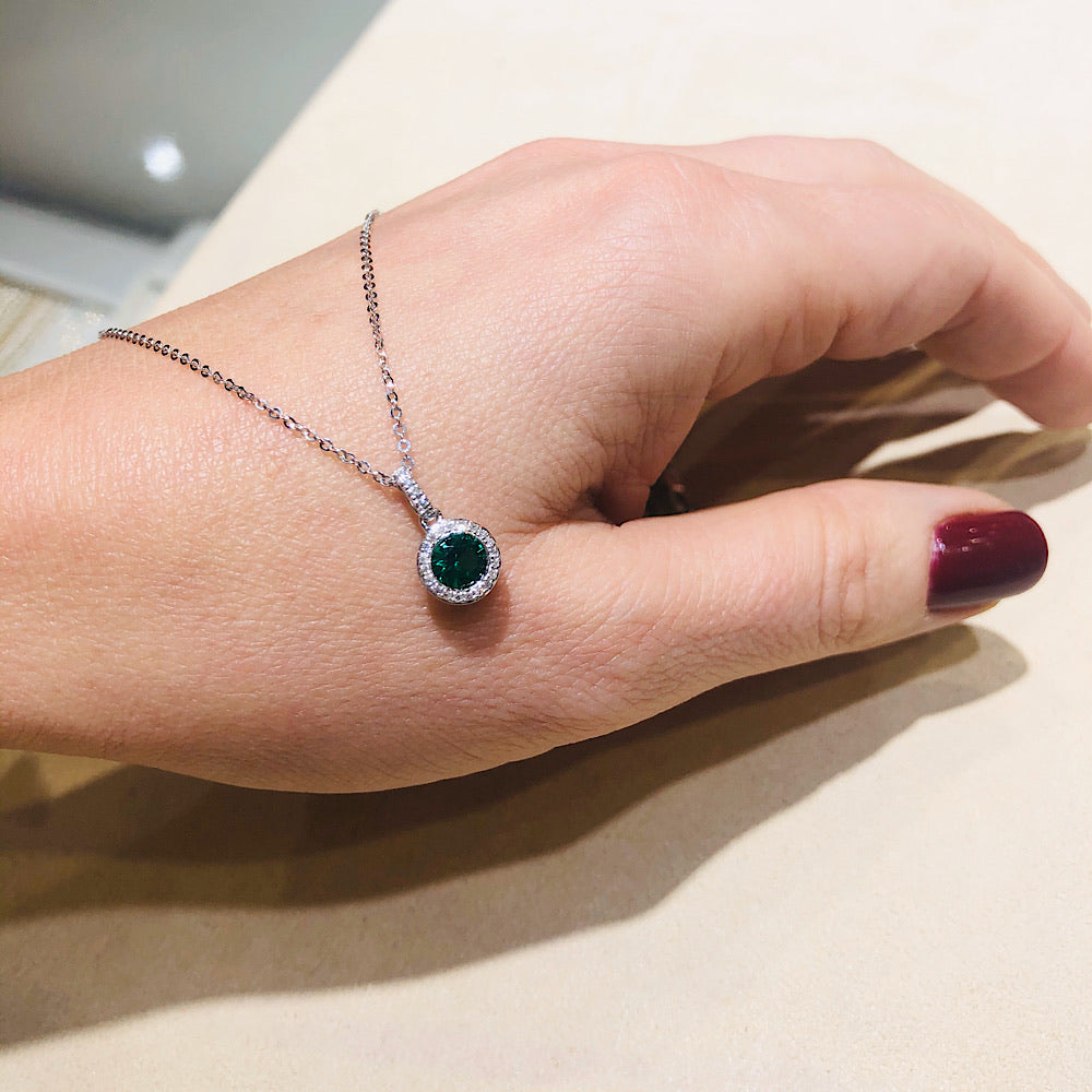 14Kt White Gold Emerald Necklace