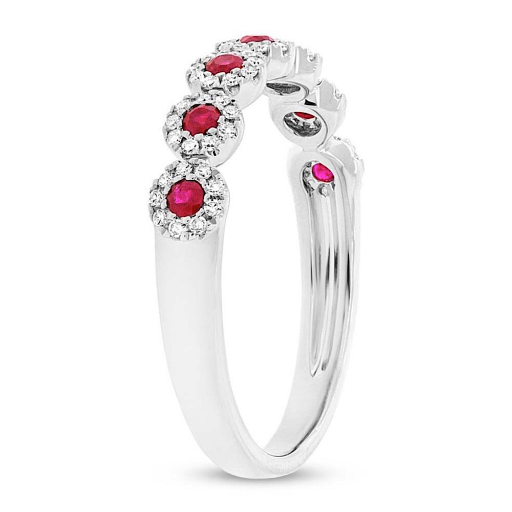 Diamond and Ruby White Gold Band