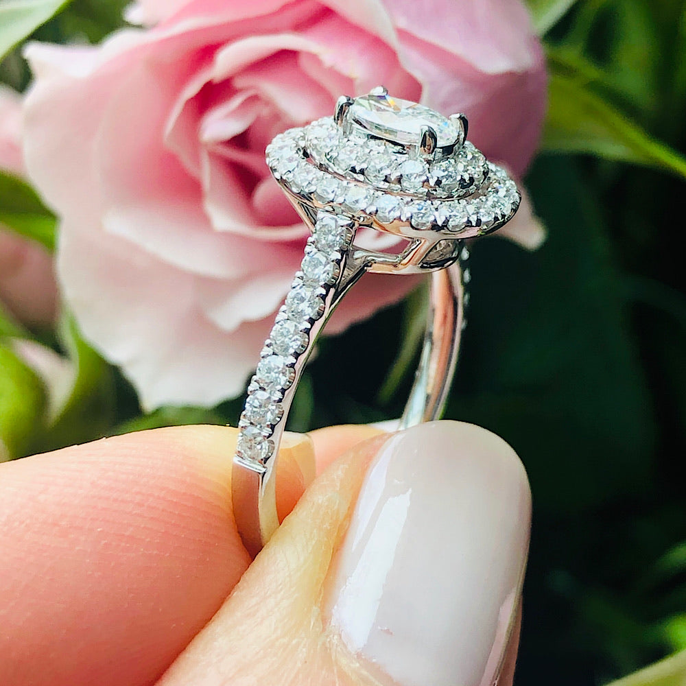 14Kt White Gold Oval Diamond Engagement Ring