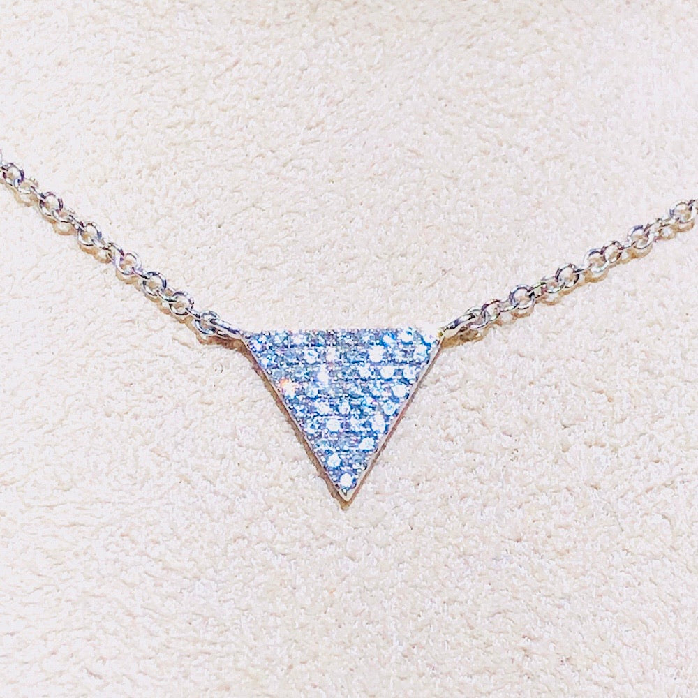 Modern White Gold and Diamonds Triangle Necklace