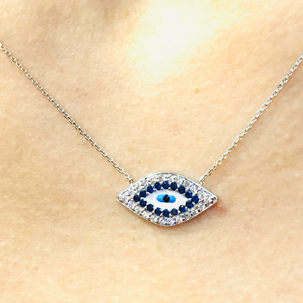 14Kt Gold Evil Eye Pendant Necklace