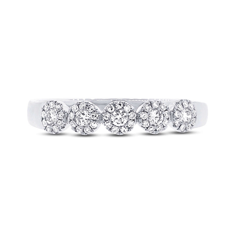 0.57 CTW Diamond Five Flower Cluster Frame Wedding Band
