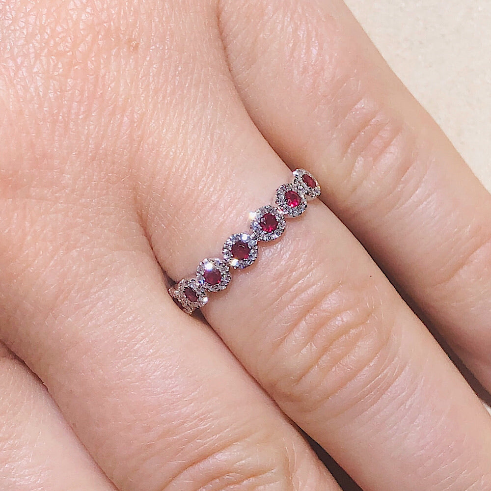 Diamond and Ruby White Gold Band