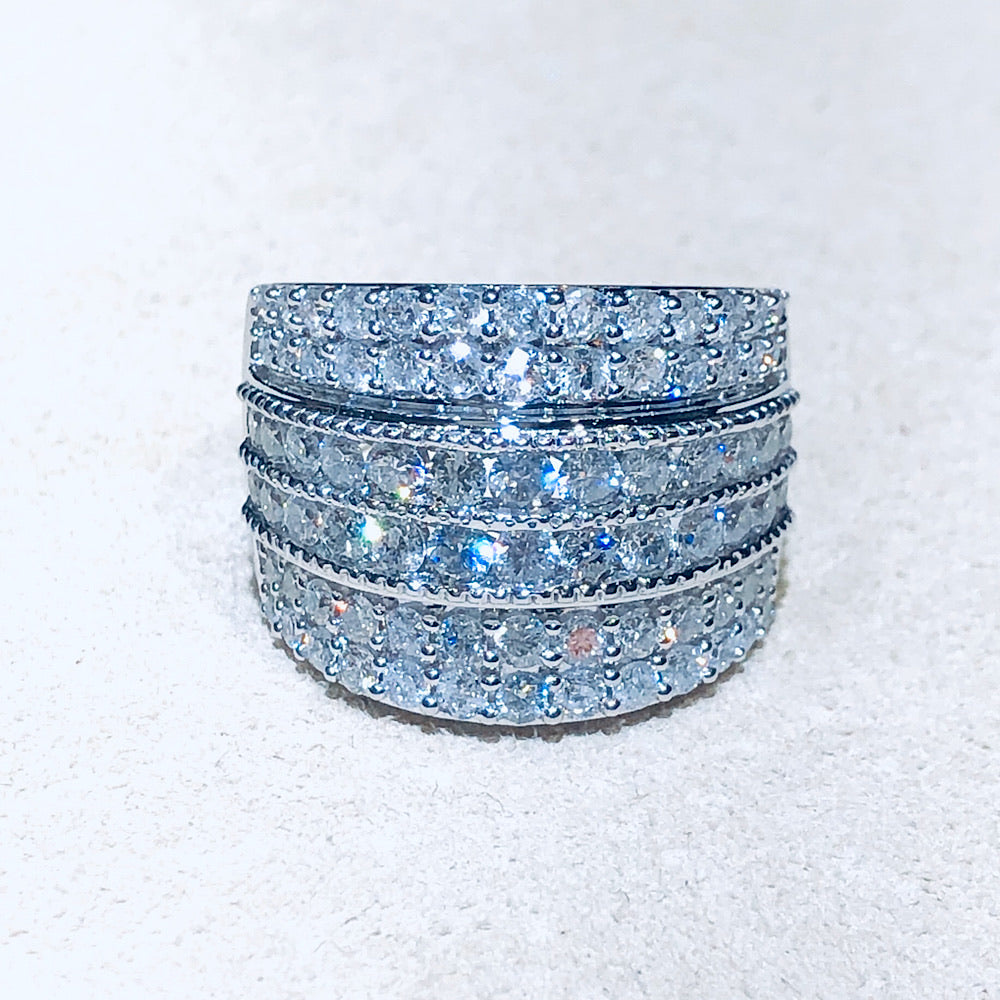 2.00 Ct Wide Diamond Band 10Kt White Gold Ring