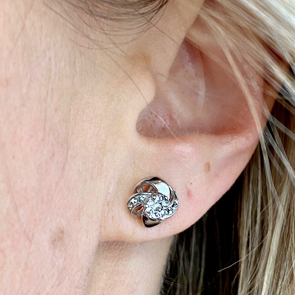 Sterling Silver Infinity Swirl Stud Earrings