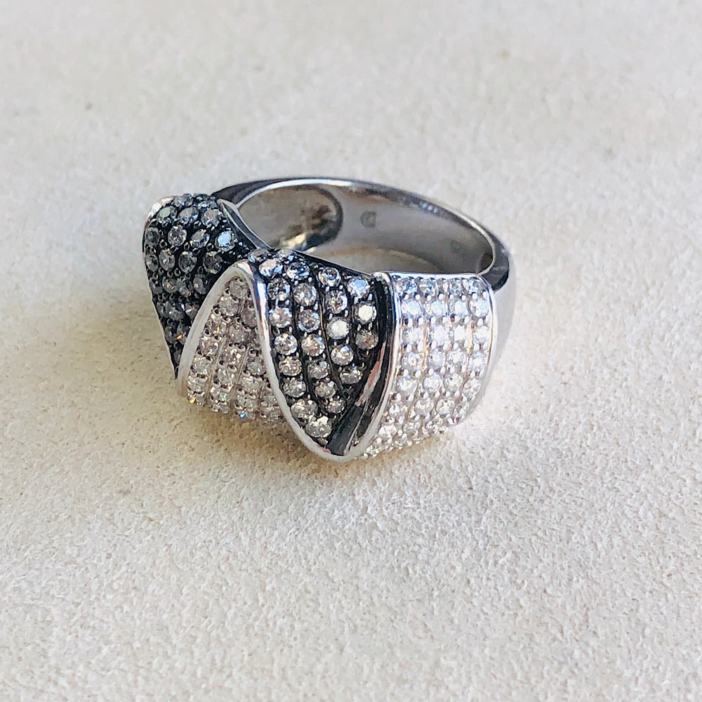 Sterling Silver With Natural White and Champagne Diamonds Ring