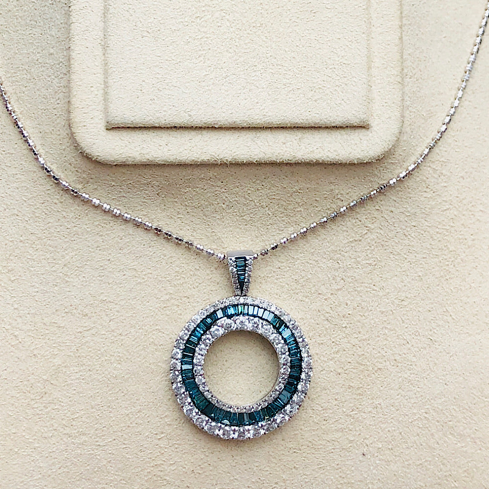 Circle Of Life Blue and White Diamond Pendant