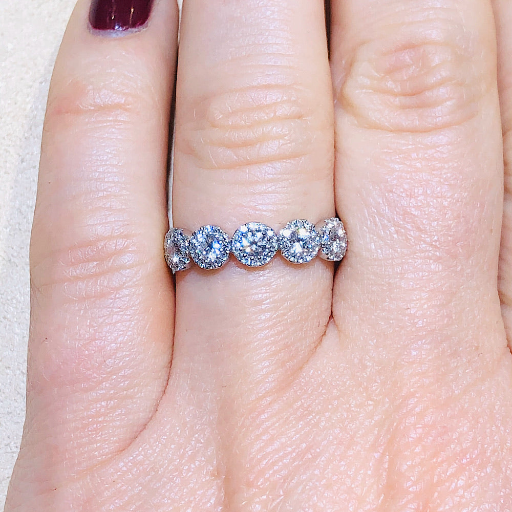 0.57 CTW Diamond Five Flower Cluster Frame Wedding Band