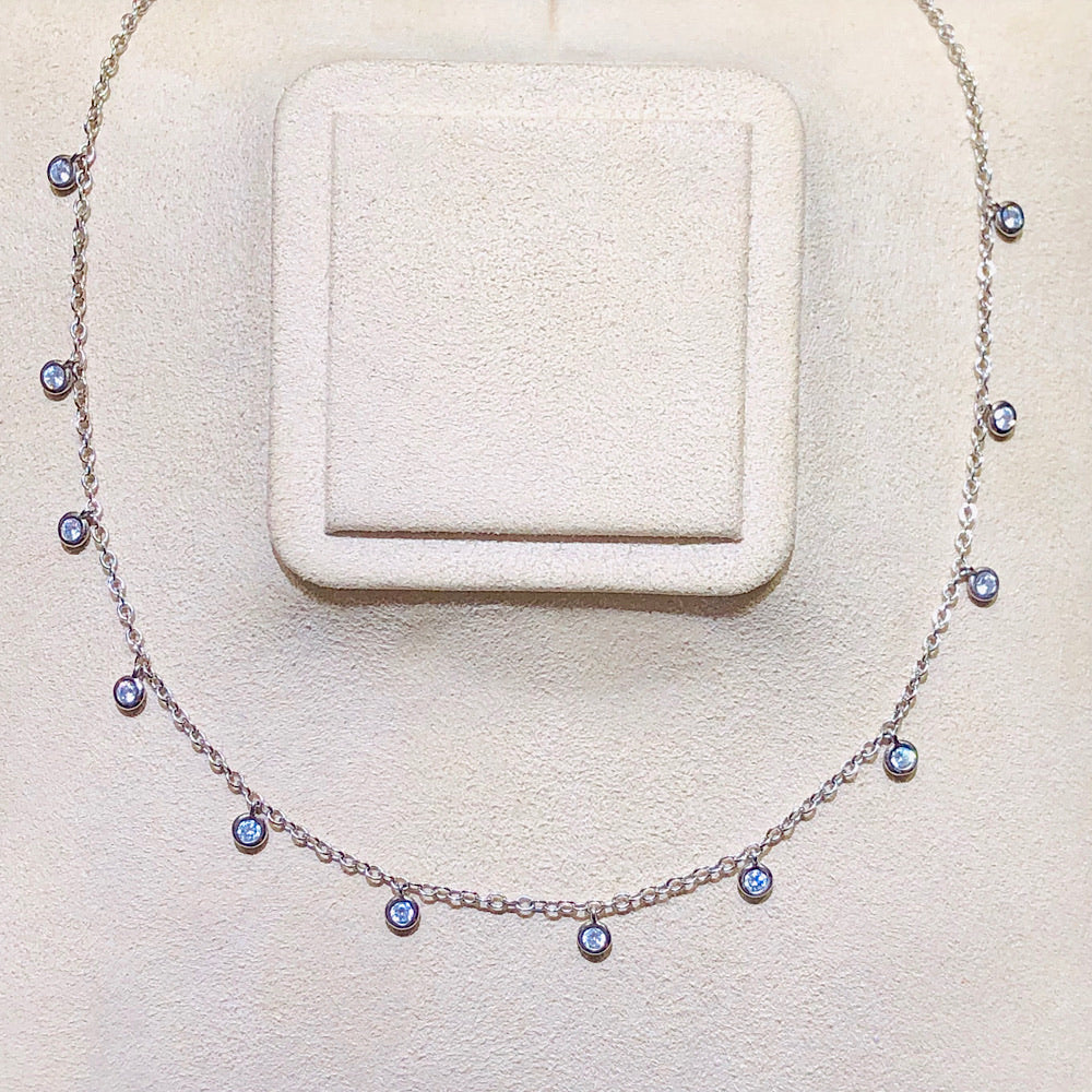 Yellow or White Gold Vermeil Diamond Dangle Necklace