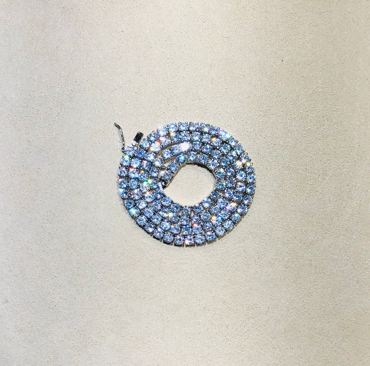 White gold tennis necklace with Swarovski crystals