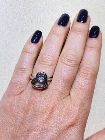 "Dancing Dangling Diamond" Heart Ring