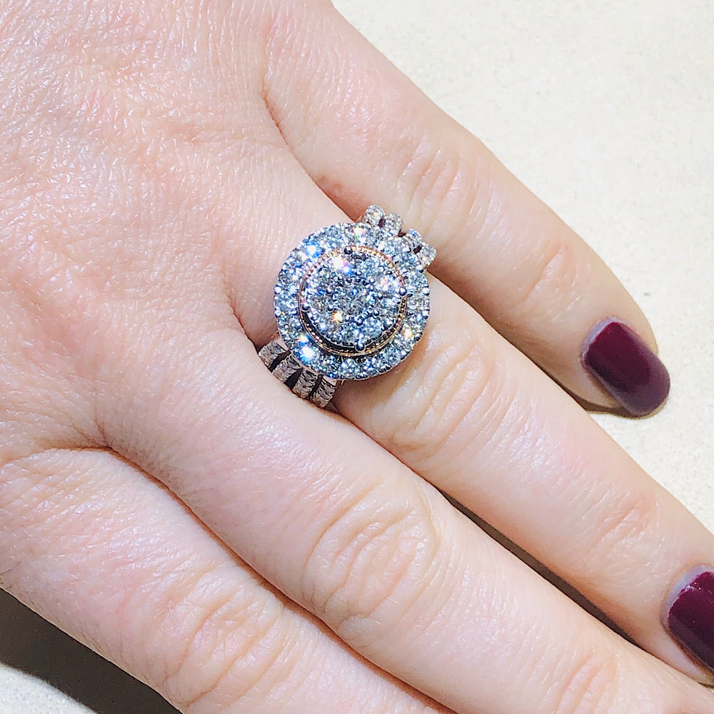 Copy of 10Kt Rose/White Gold Diamond Ring 2Ctw