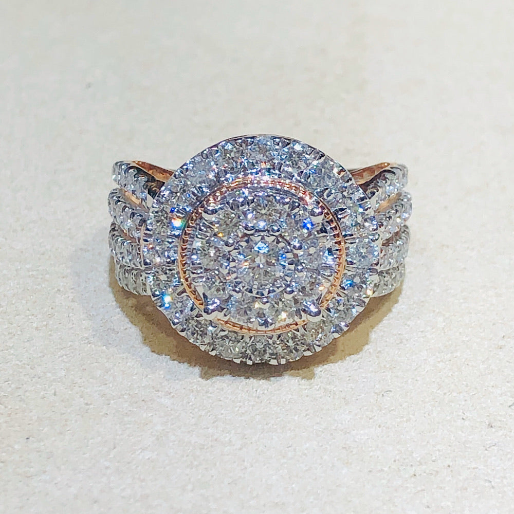 Copy of 10Kt Rose/White Gold Diamond Ring 2Ctw