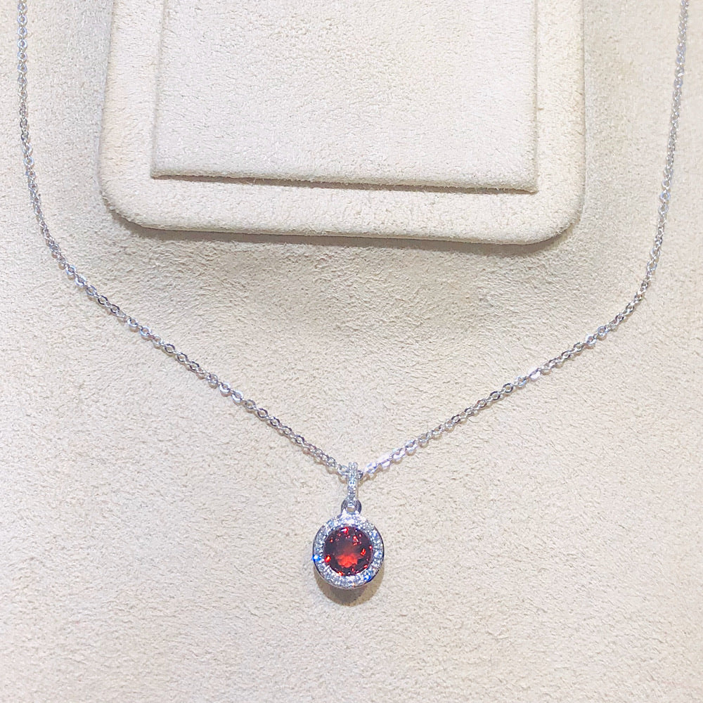 14Kt White Gold Garnet Necklace