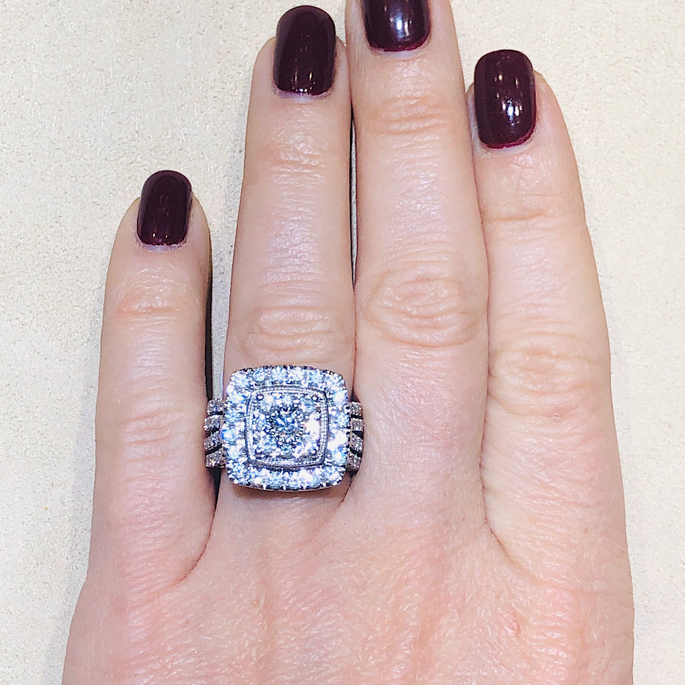 2.00 CTW Diamond Cluster Ring in White Gold