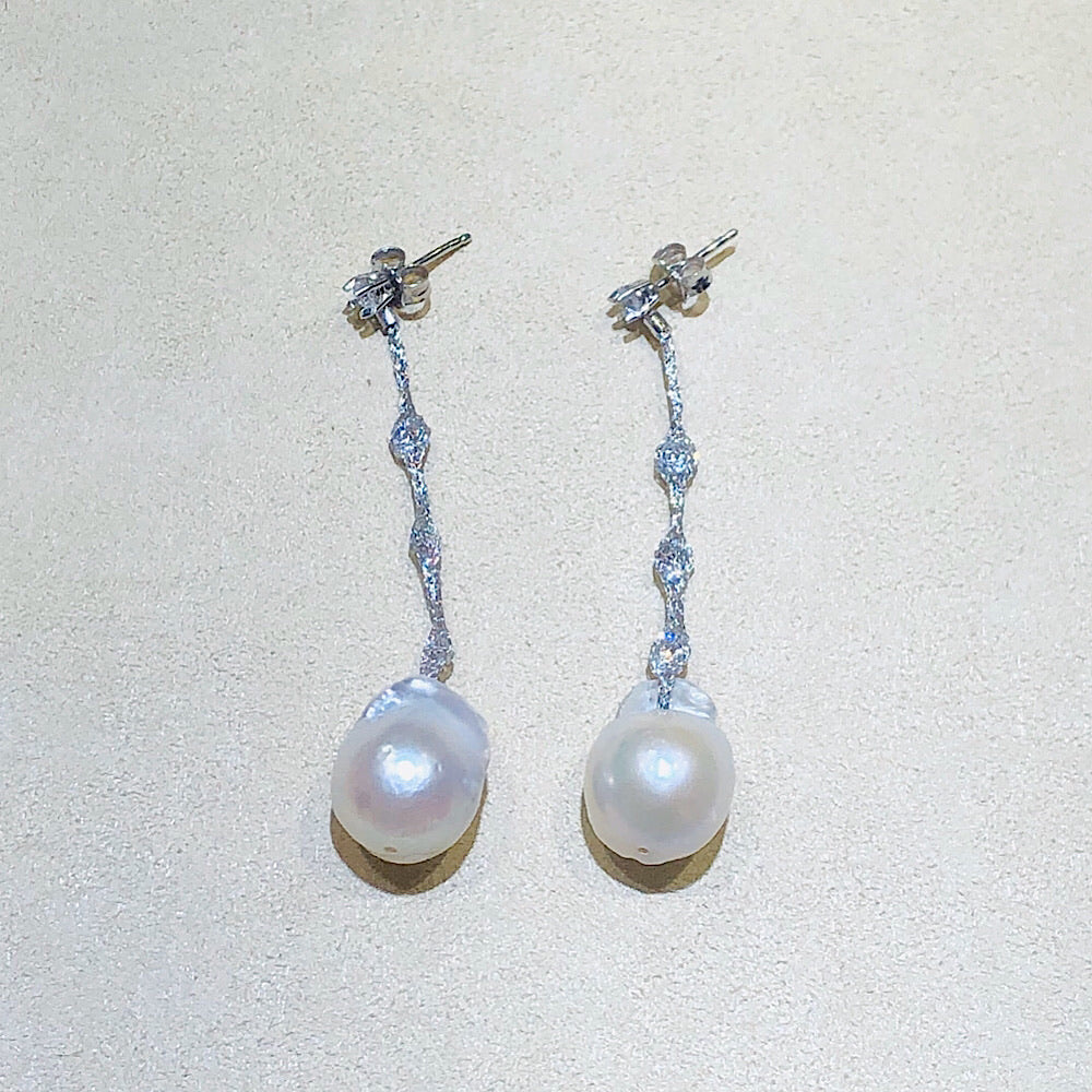 Micheletto Silver Mesh and Pearls Silver Earrings