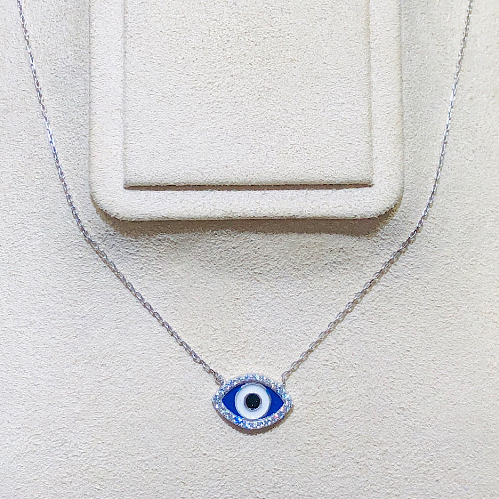 Evil Eye White Gold Plated(Rhodium) Necklace