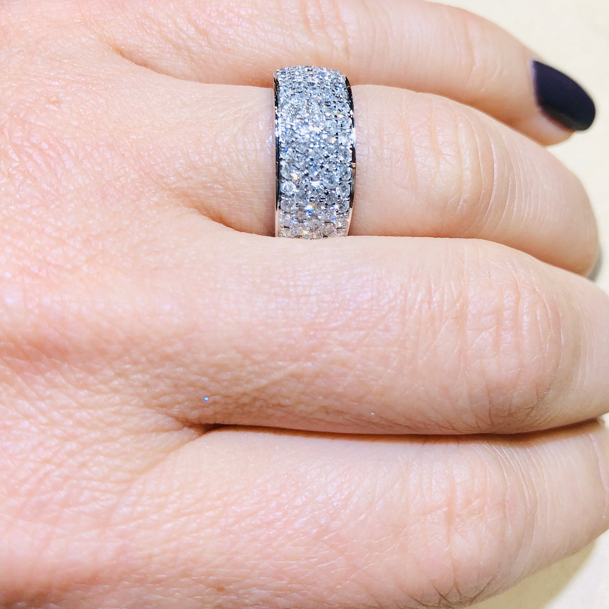 1.00 Ctw White/Yellow Gold & Diamond Five-Row Band