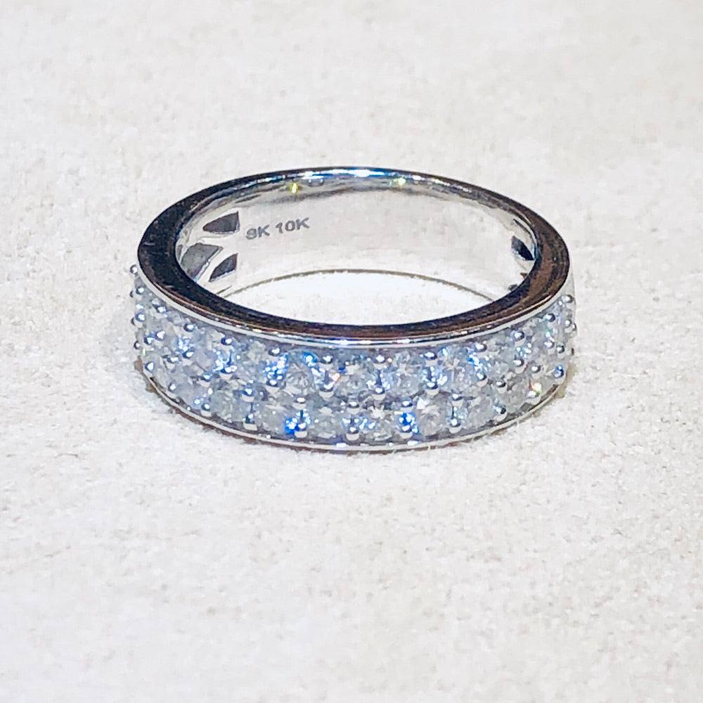 1.00 Ctw Diamond White Gold Two-Row Band
