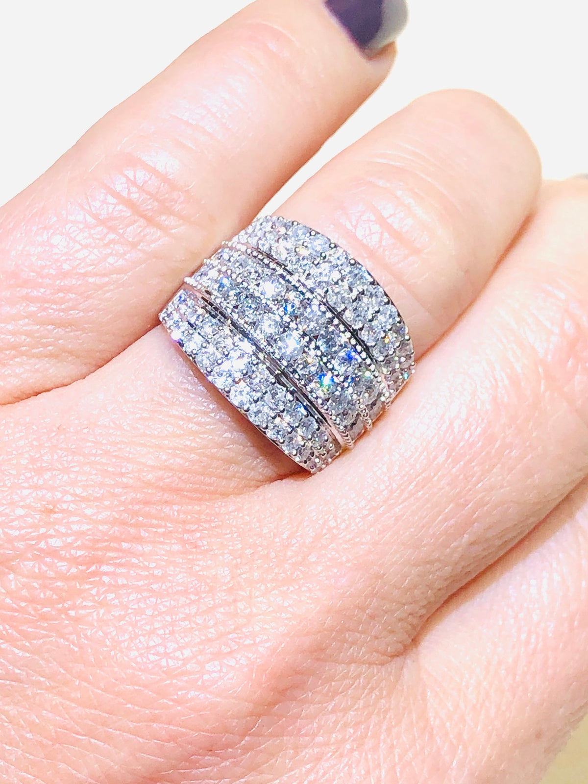 2.00 Ct Wide Diamond Band 10Kt White Gold Ring