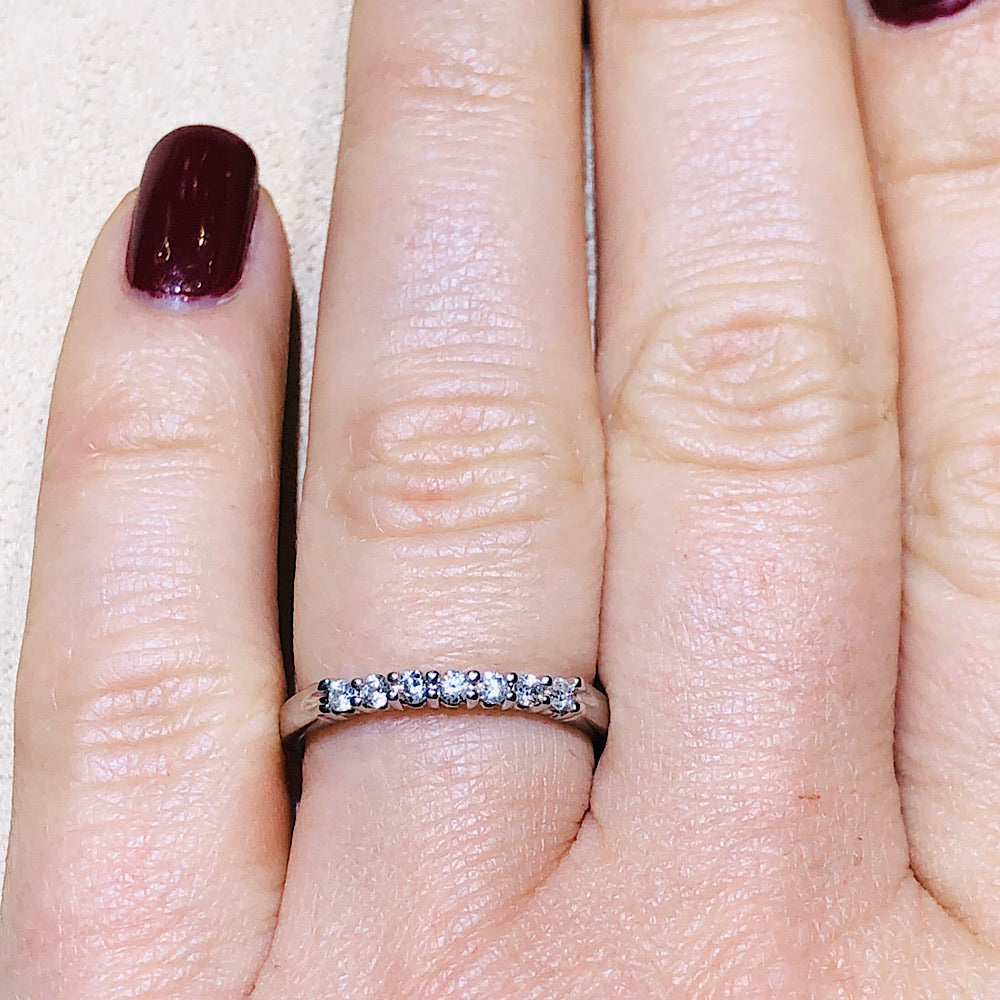 Diamond Band, Round Brilliant cut diamonds 1/5 CTW. 10kt White Gold