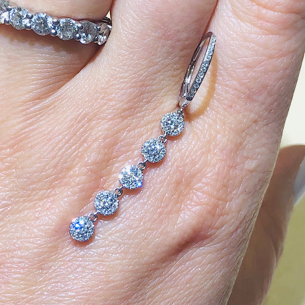 .99 Ctw Diamond & White Gold Drop Earrings