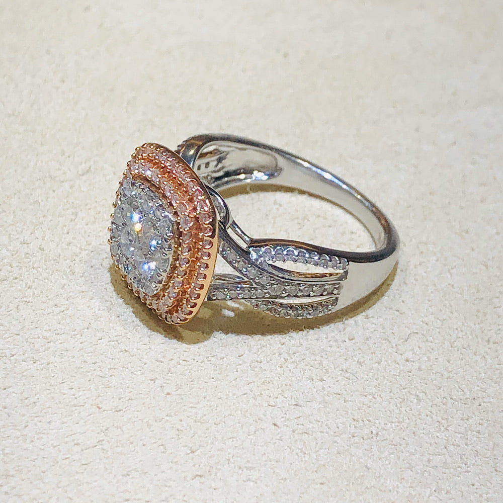 14KT Rose/White Gold & Diamond Ring 1.00 Ctw