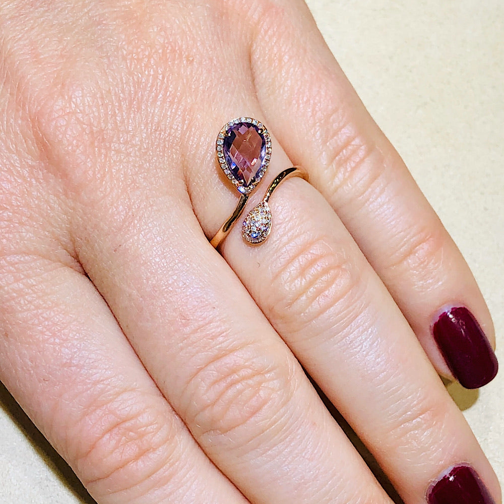 14Kt Rose Gold Amethyst Ring