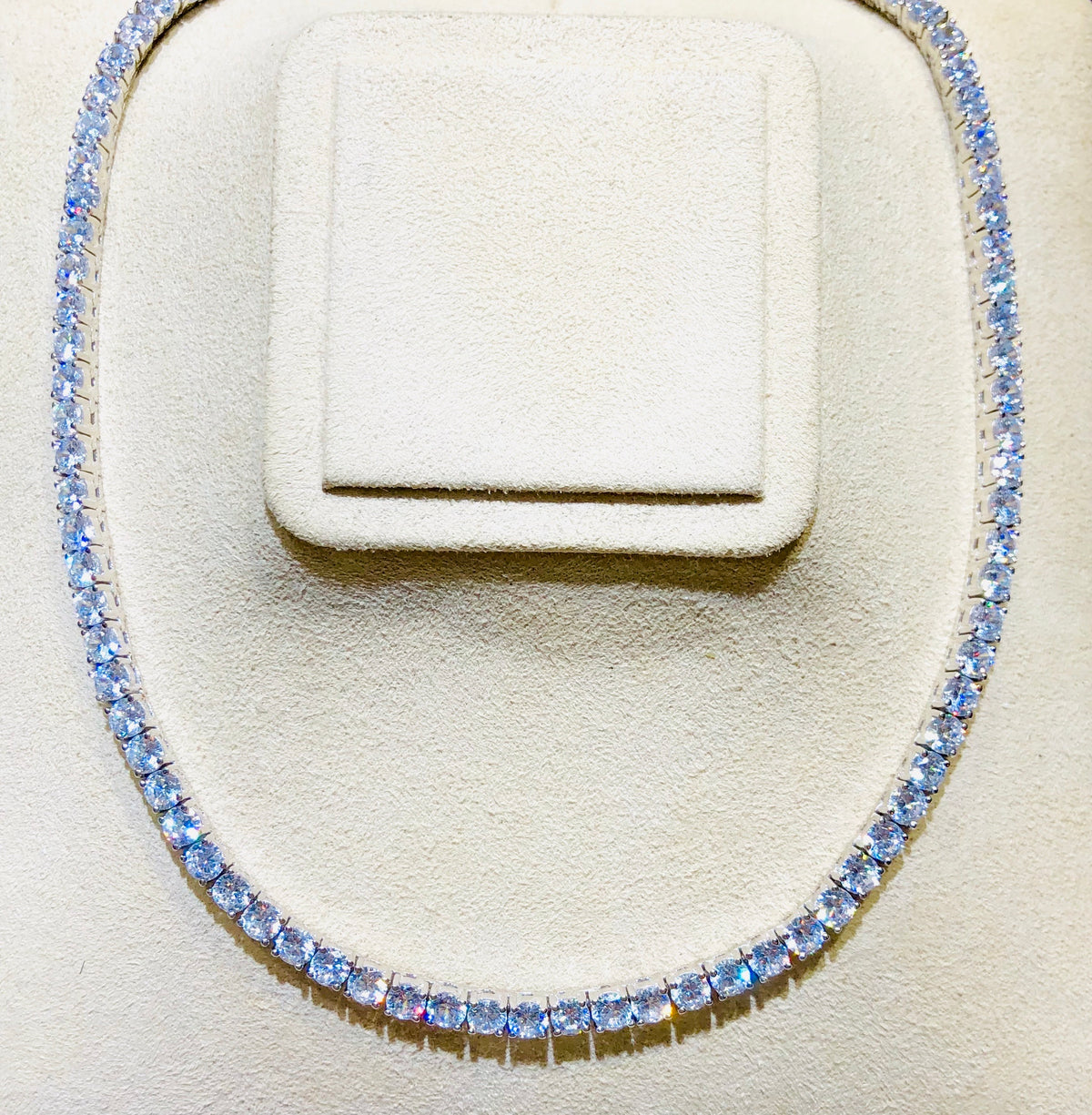White gold tennis necklace with Swarovski crystals